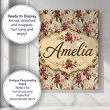 Personalised Name Rich Burgundy and Cream Custom  Unique Gift Idea Elegant Feature Canvas Wall Art Print Decor Picture Ready to Hang