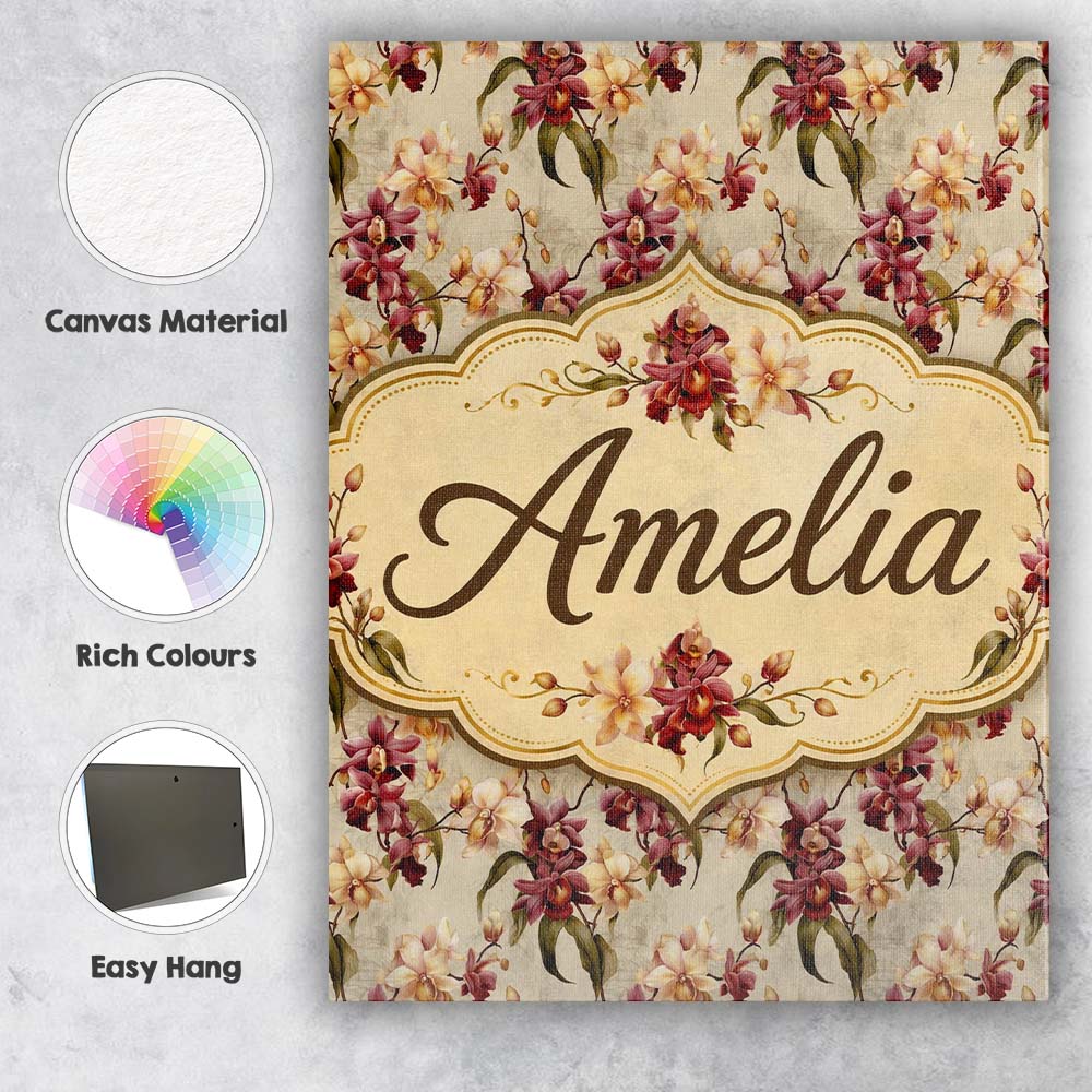 Personalised Name Rich Burgundy and Cream Custom  Unique Gift Idea Elegant Feature Canvas Wall Art Print Decor Picture Ready to Hang