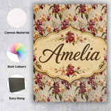 Personalised Name Rich Burgundy and Cream Custom  Unique Gift Idea Elegant Feature Canvas Wall Art Print Decor Picture Ready to Hang
