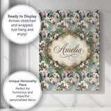Personalised Name Tropical Orchid Floral Custom  Unique Gift Idea Elegant Feature Canvas Wall Art Print Decor Picture Ready to Hang