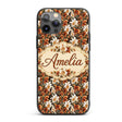 Bold Cream and Orange Orchid Floral with Lush Custom Name Protective Phone Case Mobile Cover Durable Everyday Smartphone Shock Resistant
