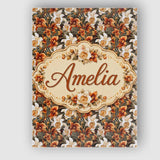 Personalised Name Bold Cream and Orange Custom  Modern Room Accent Elegant Feature Canvas Wall Art Print Decor Picture Ready to Hang