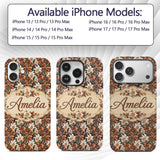 Bold Cream and Orange Orchid Floral with Lush Custom Name Protective Phone Case Mobile Cover Durable Everyday Smartphone Shock Resistant