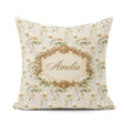 Custom Name Cream Orchid Floral Soft Neutral Background Delicate Square Filled Cushion Throw Pillow Sofa Bed Home Decor Zip Washable UK Made