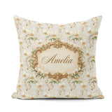 Custom Name Cream Orchid Floral Soft Neutral Background Delicate Square Filled Cushion Throw Pillow Sofa Bed Home Decor Zip Washable UK Made