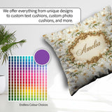 Custom Name Cream Orchid Floral Soft Neutral Background Delicate Square Filled Cushion Throw Pillow Sofa Bed Home Decor Zip Washable UK Made