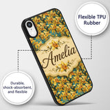 Yellow Orchid Floral with Artistic Painterly Custom Name Protective Phone Case Mobile Cover Durable Everyday Smartphone Shock Resistant