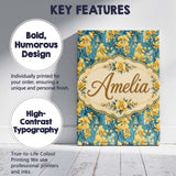 Personalised Name Golden Orchid Bloom on Custom  Unique Gift Idea Elegant Feature Canvas Wall Art Print Decor Picture Ready to Hang