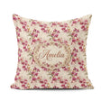 Custom Name Blush Pink Orchid Sprays on Textured Neutral Elegant Square Filled Cushion Throw Pillow Sofa Bed Home Decor Zip Washable UK Made