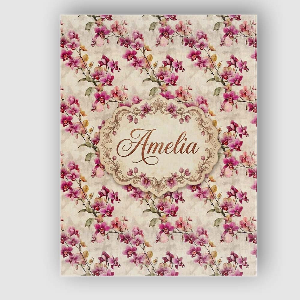 Personalised Name Blush Pink Orchid Sprays Custom  Unique Gift Idea Elegant Feature Canvas Wall Art Print Decor Picture Ready to Hang