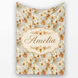 Cream and Amber Orchid Floral Pattern on Soft Neutral Background  Personalised Custom Name Super Soft Fleece Blanket Bed Sofa Throw