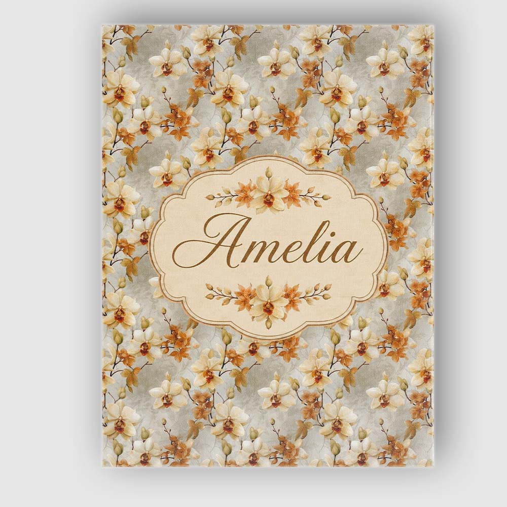 Personalised Name Cream and Amber Orchid Custom  Unique Gift Idea Elegant Feature Canvas Wall Art Print Decor Picture Ready to Hang