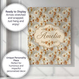 Personalised Name Cream and Amber Orchid Custom  Unique Gift Idea Elegant Feature Canvas Wall Art Print Decor Picture Ready to Hang