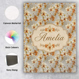 Personalised Name Cream and Amber Orchid Custom  Unique Gift Idea Elegant Feature Canvas Wall Art Print Decor Picture Ready to Hang