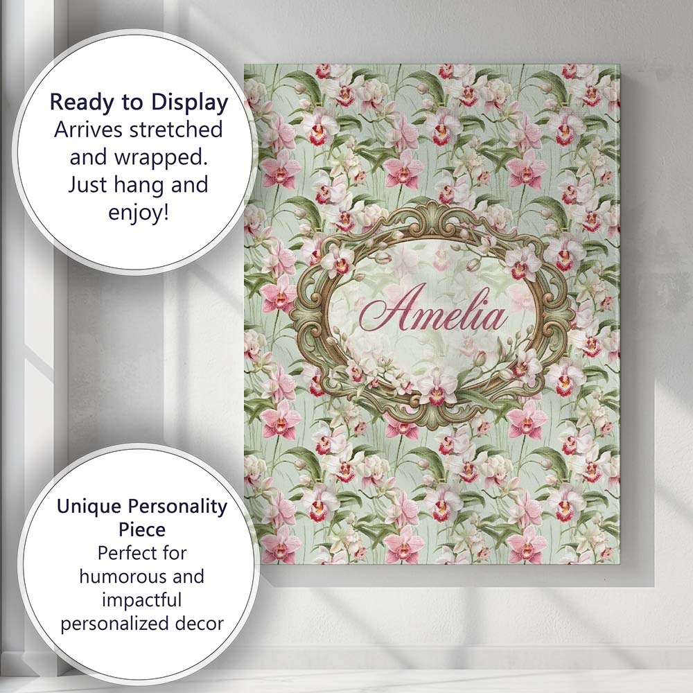 Personalised Name Soft Pink and White Custom Modern Room Accent Creative Decorator Style Canvas Wall Art Print Decor Picture Ready to Hang