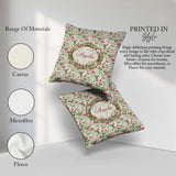 Custom Name Soft Pink and White Orchid on Light Green Background Square Filled Cushion Throw Pillow Sofa Bed Home Decor Zip Washable UK Made