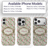 Soft Pink and White Orchid Pattern on Light Green Custom Name Protective Phone Case Mobile Cover Durable Everyday Smartphone Shock Resistant