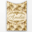 Vintage Sepia Palm Tree Tropical Pattern on Beige Background Coastal  Personalised Custom Name Super Soft Fleece Blanket Bed Sofa Throw