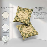 Custom Name Muted Palm Tree in Soft Green and Beige Tones Lovely Square Filled Cushion Throw Pillow Sofa Bed Home Decor Zip Washable UK Made