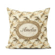 Custom Name Neutral Palm Leaf Silhouette in Soft Beige and Brown Square Filled Cushion Throw Pillow Sofa Bed Home Decor Zip Washable UK Made