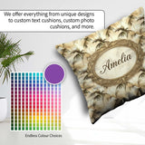 Custom Name Neutral Palm Leaf Silhouette in Soft Beige and Brown Square Filled Cushion Throw Pillow Sofa Bed Home Decor Zip Washable UK Made