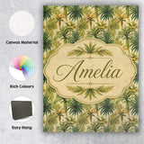 Personalised Name Lush Green Tropical Palm Custom  Unique Gift Idea Elegant Feature Canvas Wall Art Print Decor Picture Ready to Hang
