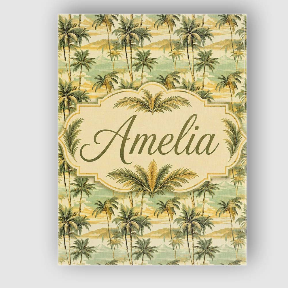 Personalised Name Tropical Coastal Landscape Custom Bespoke  Contemporary Display Canvas Wall Art Print Decor Picture Ready to Hang