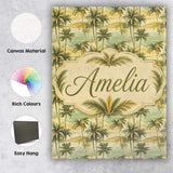 Personalised Name Tropical Coastal Landscape Custom Bespoke  Contemporary Display Canvas Wall Art Print Decor Picture Ready to Hang
