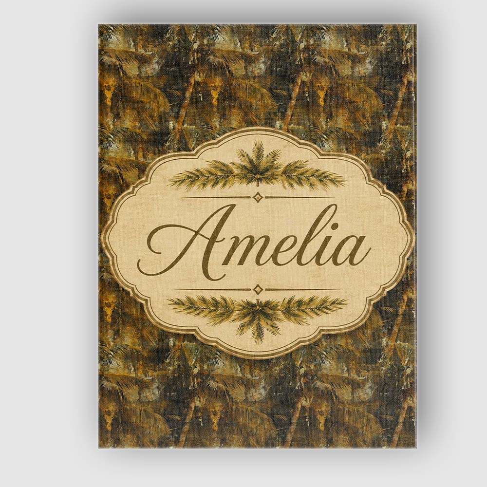 Personalised Name Grunge Style Tropical Custom  Modern Room Accent Elegant Feature Canvas Wall Art Print Decor Picture Ready to Hang
