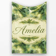 Abstract Green Tropical Palm Leaf Brushstroke Pattern Lovely  Personalised Custom Name Super Soft Fleece Blanket Bed Sofa Throw