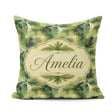 Custom Name Abstract Green Tropical Palm Leaf Brushstroke Lovely Square Filled Cushion Throw Pillow Sofa Bed Home Decor Zip Washable UK Made