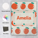 Personalised Name Cute Tomato Cartoon Pattern Minimal Design Thoughtful Gift Idea Custom Canvas Wall Art Print Decor Picture Ready to Hang