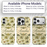 Vintage Style Palm Tree Landscape Pattern in Soft Custom Name Protective Phone Case Mobile Cover Durable Everyday Smartphone Shock Resistant