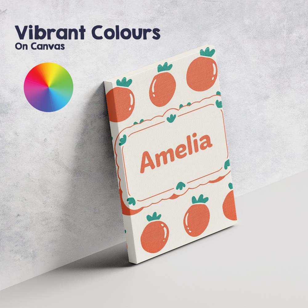 Personalised Name Cute Tomato Cartoon Pattern Minimal Design Thoughtful Gift Idea Custom Canvas Wall Art Print Decor Picture Ready to Hang