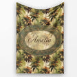 Tropical Palm Tree Pattern in Warm Brown and Green Earthy Tones  Personalised Custom Name Super Soft Fleece Blanket Bed Sofa Throw