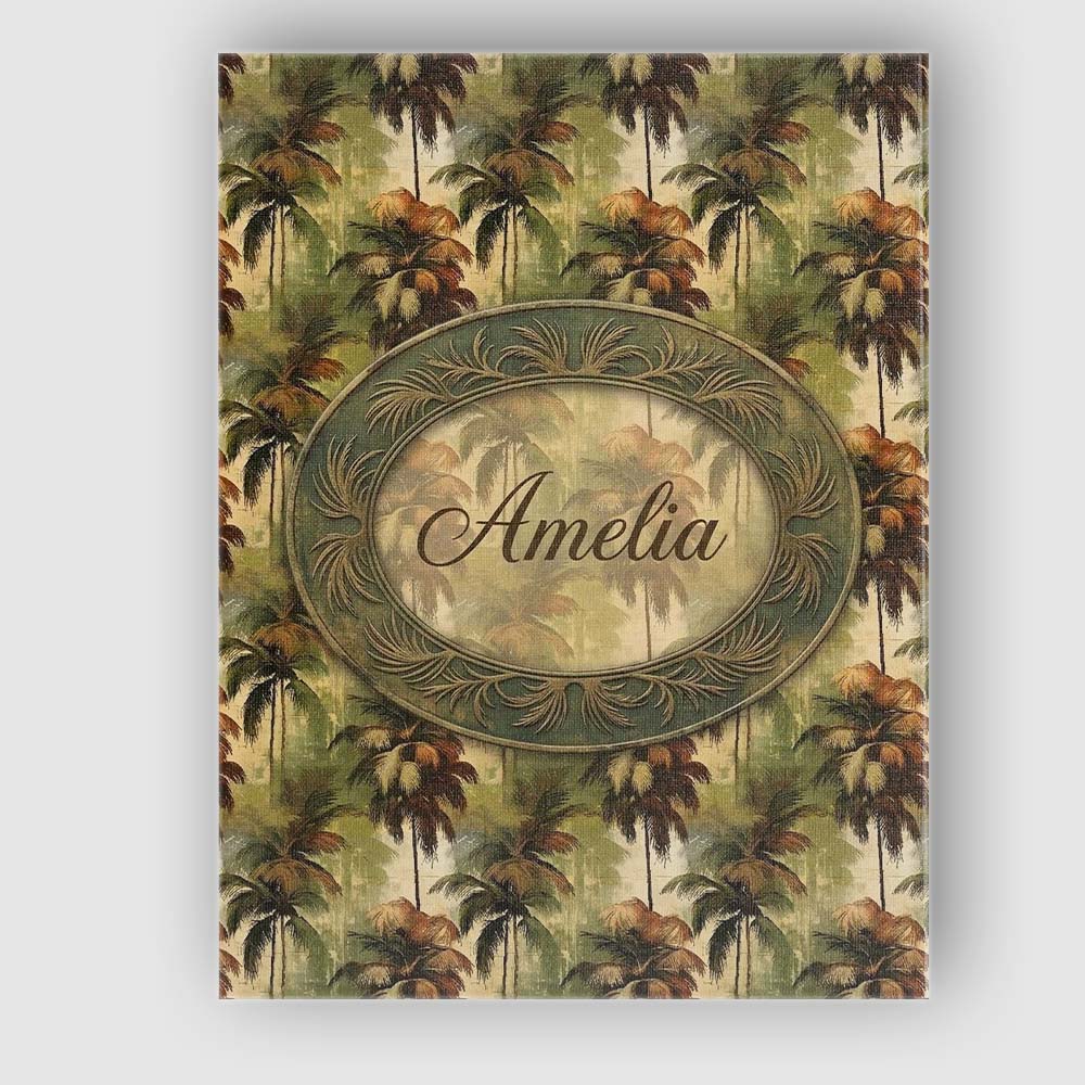 Personalised Name Tropical Palm Tree Custom Premium Decorative Design Modern Room Accent Canvas Wall Art Print Decor Picture Ready to Hang