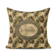 Custom Name Tropical Palm Tree Pattern in Brown and Green Earthy Square Filled Cushion Throw Pillow Sofa Bed Home Decor Zip Washable UK Made