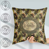 Custom Name Tropical Palm Tree Pattern in Brown and Green Earthy Square Filled Cushion Throw Pillow Sofa Bed Home Decor Zip Washable UK Made