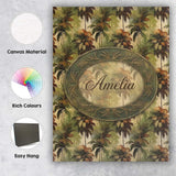 Personalised Name Tropical Palm Tree Custom Premium Decorative Design Modern Room Accent Canvas Wall Art Print Decor Picture Ready to Hang