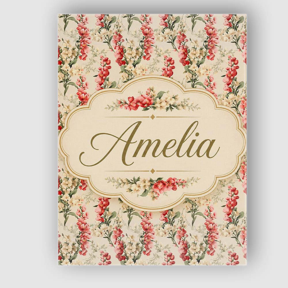 Personalised Name Pink and Cream Floral Custom  Modern Room Accent Elegant Feature Canvas Wall Art Print Decor Picture Ready to Hang