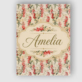 Personalised Name Pink and Cream Floral Custom  Modern Room Accent Elegant Feature Canvas Wall Art Print Decor Picture Ready to Hang