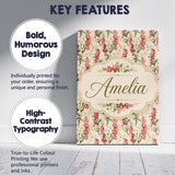 Personalised Name Pink and Cream Floral Custom  Modern Room Accent Elegant Feature Canvas Wall Art Print Decor Picture Ready to Hang
