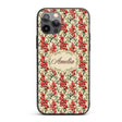 Classic Red and Cream Floral Bouquet Pattern on Custom Name Protective Phone Case Mobile Cover Durable Everyday Smartphone Shock Resistant