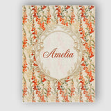 Personalised Name Warm Orange Floral Stripe Custom  Bespoke Interior Contemporary Canvas Wall Art Print Decor Picture Ready to Hang