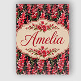 Personalised Name Striking Red and Pink Custom  Modern Room Accent Elegant Feature Canvas Wall Art Print Decor Picture Ready to Hang