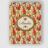 Personalised Name Classic Red Floral Stripe Custom  Bespoke Interior Contemporary Canvas Wall Art Print Decor Picture Ready to Hang