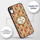 Classic Red Floral Stripe Pattern with Soft Cream Custom Name Protective Phone Case Mobile Cover Durable Everyday Smartphone Shock Resistant