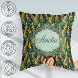 Custom Name Rich Dark Pattern with Golden Yellow Flowers on Deep Square Filled Cushion Throw Pillow Sofa Bed Home Decor Zip Washable UK Made