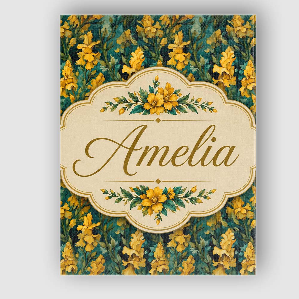 Personalised Name Yellow Iris Floral Custom Premium Decorative Design Modern Room Accent Canvas Wall Art Print Decor Picture Ready to Hang