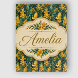 Personalised Name Yellow Iris Floral Custom Premium Decorative Design Modern Room Accent Canvas Wall Art Print Decor Picture Ready to Hang